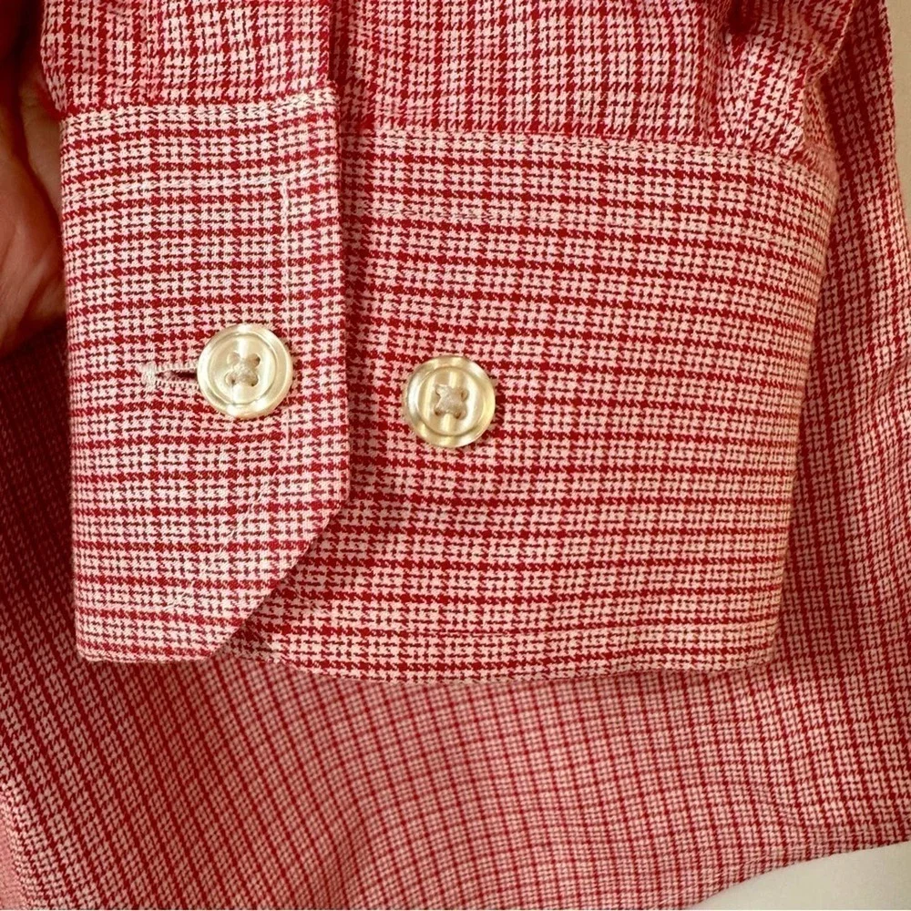 Banana Republic Men's Non-Iron Standard Fit Long Sleeve Plaid Red Shirt Size Lg